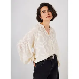 Mint Velvet Cream Floral Jacquard Blouse